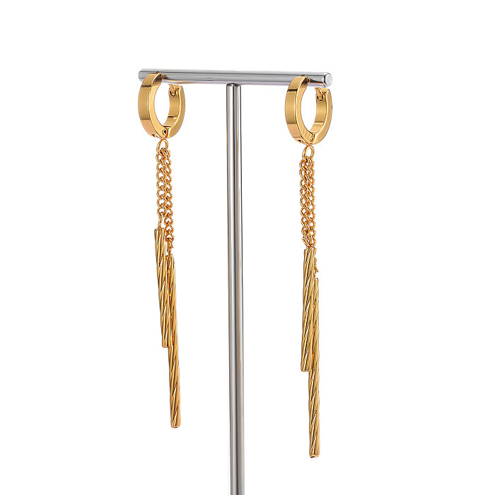 1 Pair Fashion Tassel Stainless Steel  Plating Dangling Earrings