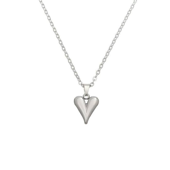 IG Style Commute Heart Shape Stainless Steel  Polishing Plating 18K Gold Plated Pendant Necklace