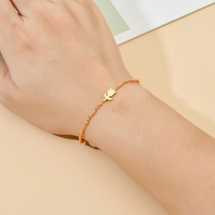 Simple Style Flower Stainless Steel Plating Gold Plated Bracelets