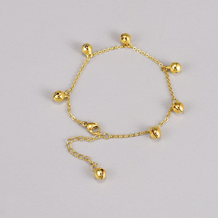 Pulseiras de ouro incrustadas em aço titânio da moda Bell 1 peça