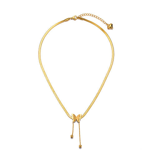 Fashion Butterfly Stainless Steel Gold Plated Pendant Necklace 1 Piece