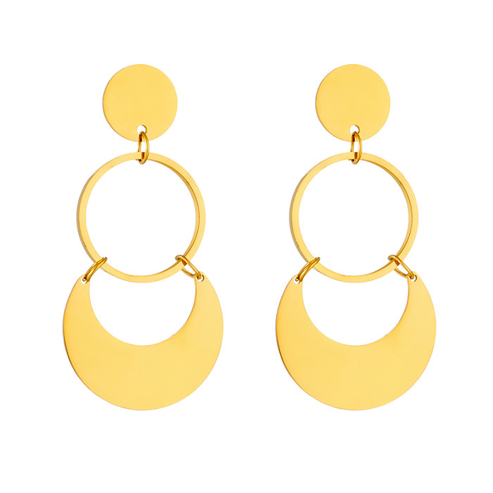 1 paire de boucles d'oreilles pendantes élégantes en acier inoxydable plaqué or 18 carats, style streetwear