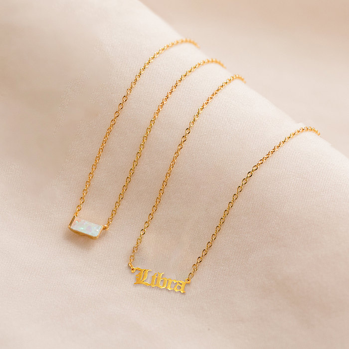 Estilo simples streetwear constelação geométrica chapeamento de aço inoxidável incrustação zircão 18k banhado a ouro pingente colar
