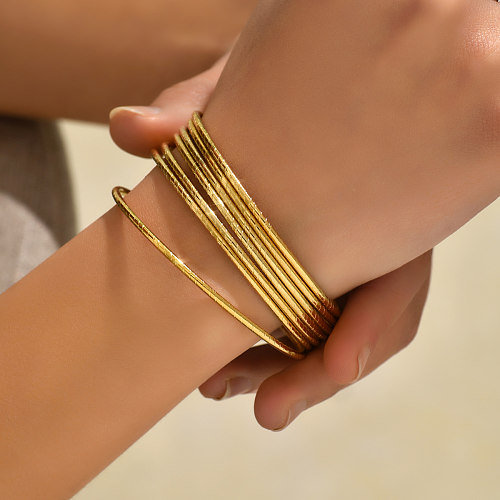 Glam – bracelet rond en acier inoxydable, style simple, cercle