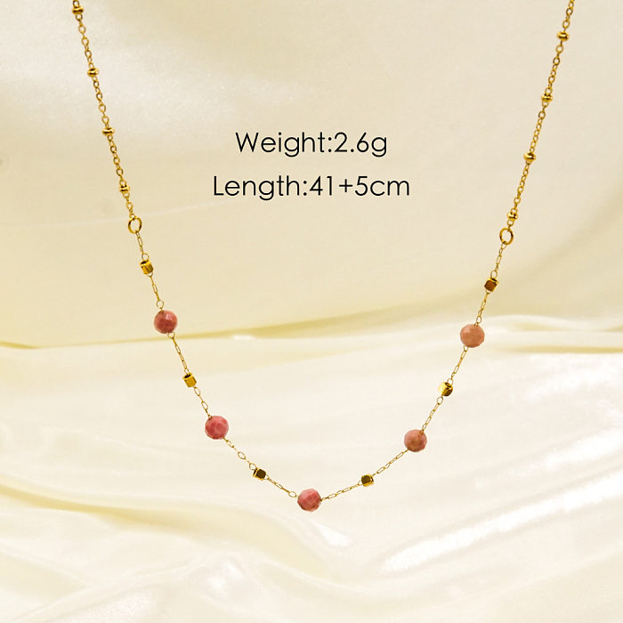 Modern Style Geometric Stainless Steel  Natural Stone Plating Necklace