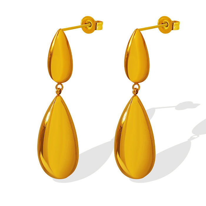 French Style Water Droplets Stainless Steel Drop Earrings Plating Stainless Steel  Earrings