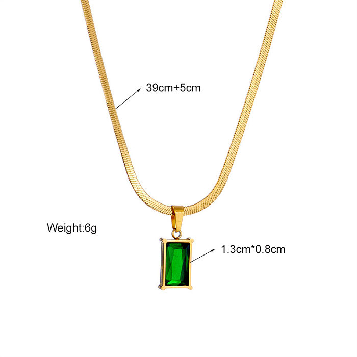 Retro-Halskette mit geometrischem Zirkon-Anhänger aus Edelstahl, 1 Stück