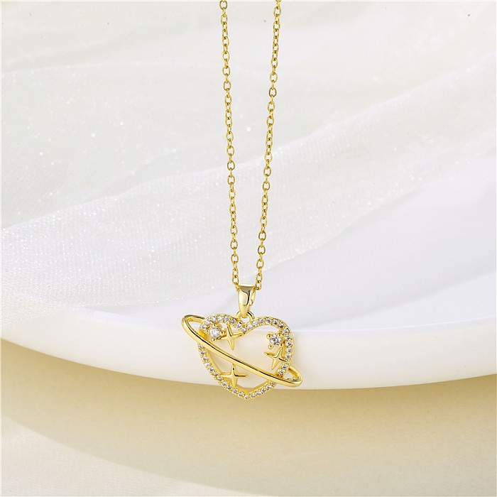 الجملة الكورية نمط شجرة عيد الميلاد شكل قلب زهرة الفولاذ المقاوم للصدأ الفولاذ المقاوم للصدأ 18K مطلية بالذهب مطلية بالذهب الزركون قلادة قلادة