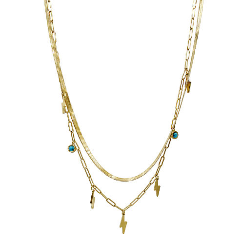 Fashion Geometric Stainless Steel  Plating Turquoise Necklace 1 Piece