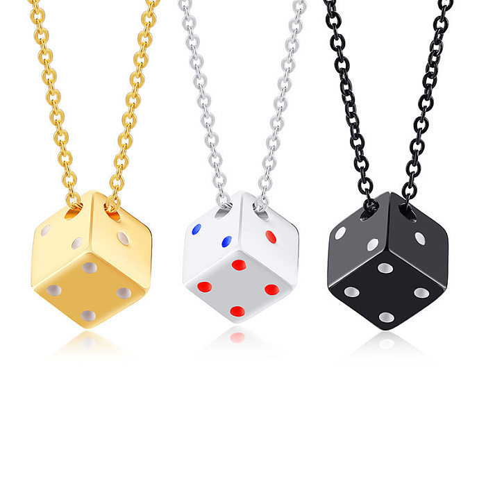 Simple Style Dice Stainless Steel  Pendant Necklace Plating Stainless Steel  Necklaces