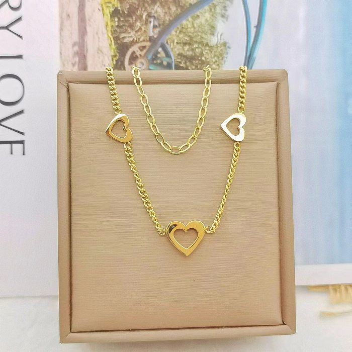 Classic Style Heart Shape Stainless Steel Plating Pendant Necklace