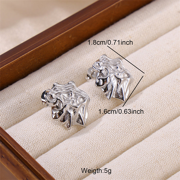 1 Pair Casual Lady Irregular Plating Pleated Stainless Steel  18K Gold Plated Ear Studs