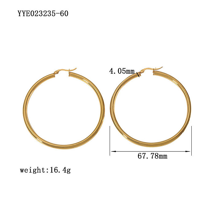 1 Pair Casual Modern Style Circle Plating Stainless Steel  18K Gold Plated Hoop Earrings