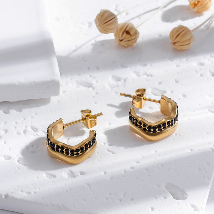 1 Pair Simple Style Tassel Heart Shape Eye Plating Inlay Stainless Steel  Zircon 18K Gold Plated Drop Earrings