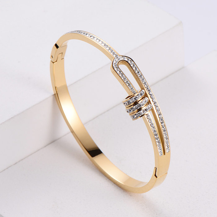 Fashion Geometric Rhinestones Stainless Steel Bracelet Wholesale jewelry