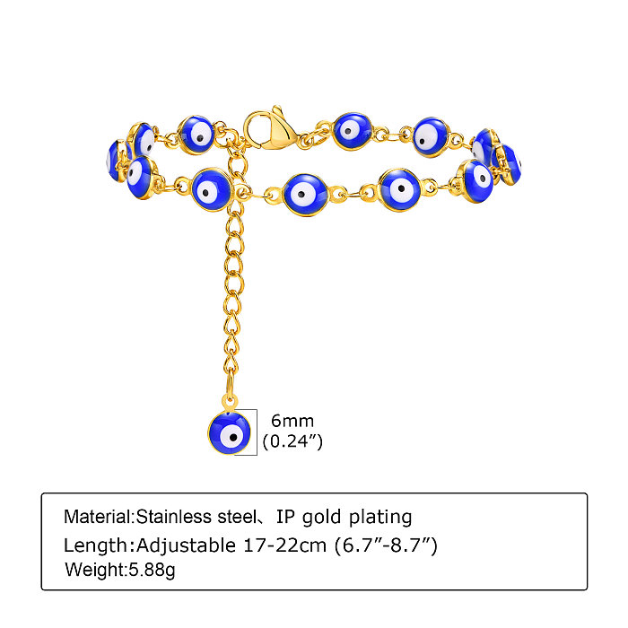 أساور مطلية بالذهب عيار 18 قيراط مصنوعة من الفولاذ المقاوم للصدأ على شكل عين الشيطان بتصميم بسيط من الأريليك