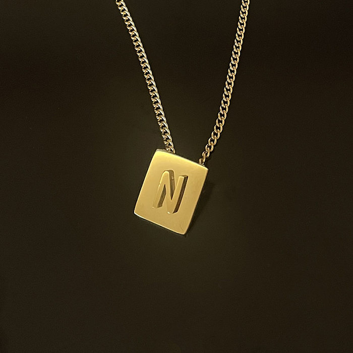 Retro Letter Stainless Steel  Necklace Plating Stainless Steel  Necklaces