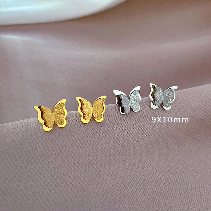 1 Pair Simple Style Butterfly Stainless Steel Plating Ear Studs