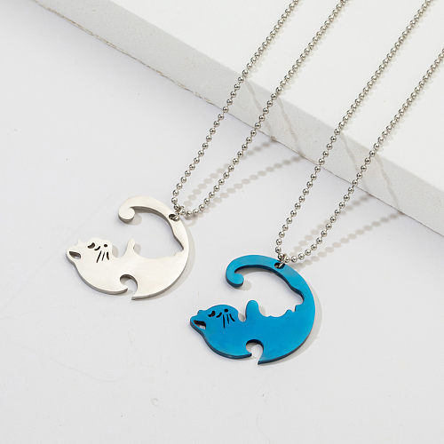 Fashion Insect Heart Shape Stainless Steel  Pendant Necklace Metal Stainless Steel  Necklaces