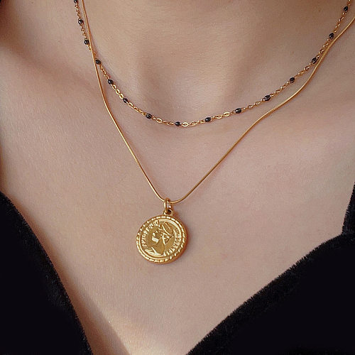 Ethnic Style Portrait Stainless Steel Plating Pendant Necklace