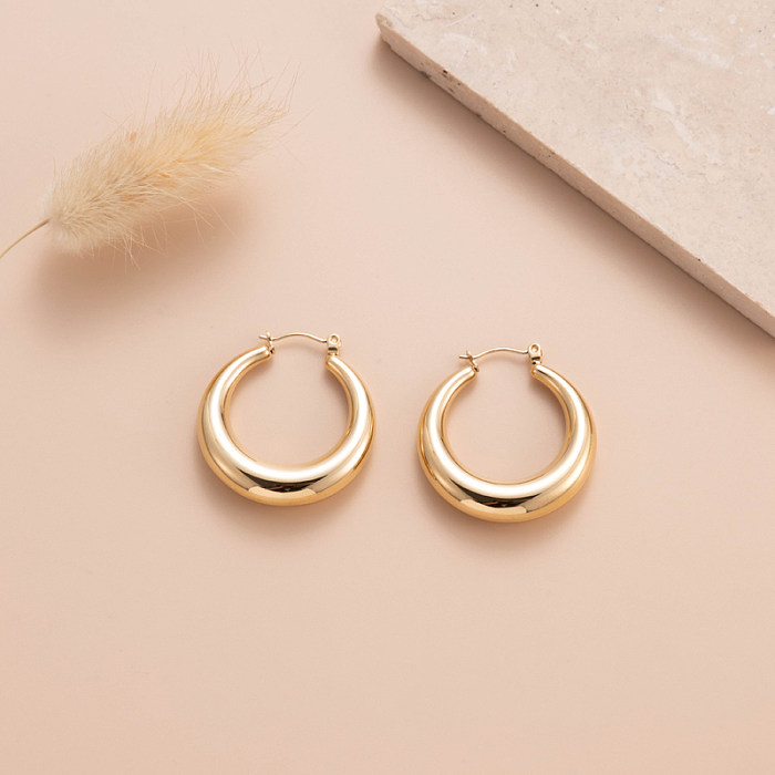 1 par de brincos de orelha banhados a ouro 18K, estilo vintage, estilo simples, círculo, cobra