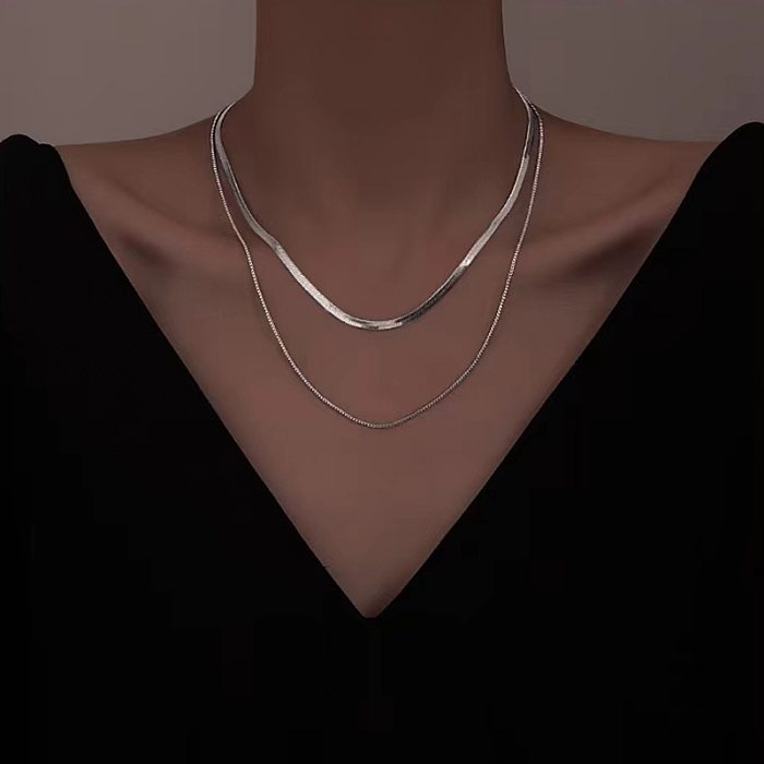 Simple Style Geometric Solid Color Stainless Steel Necklace 1 Piece