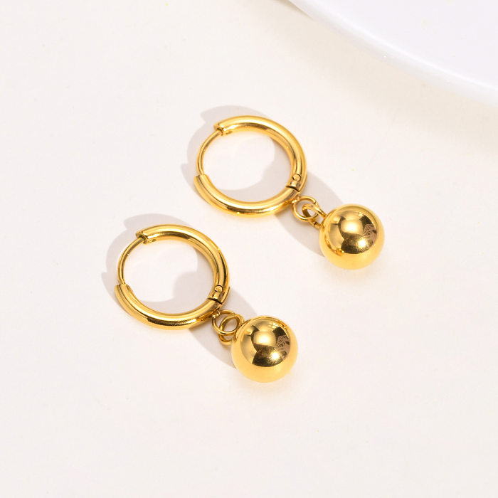 1 Pair Fashion Ball Solid Color Stainless Steel  Plating Drop Earrings