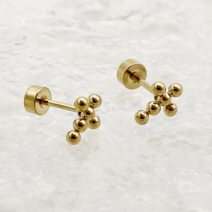 1 Pair Casual Cross Plating Stainless Steel  Gold Plated Ear Studs