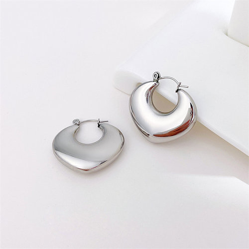 1 Pair IG Style Heart Shape Hollow Out Stainless Steel  Earrings
