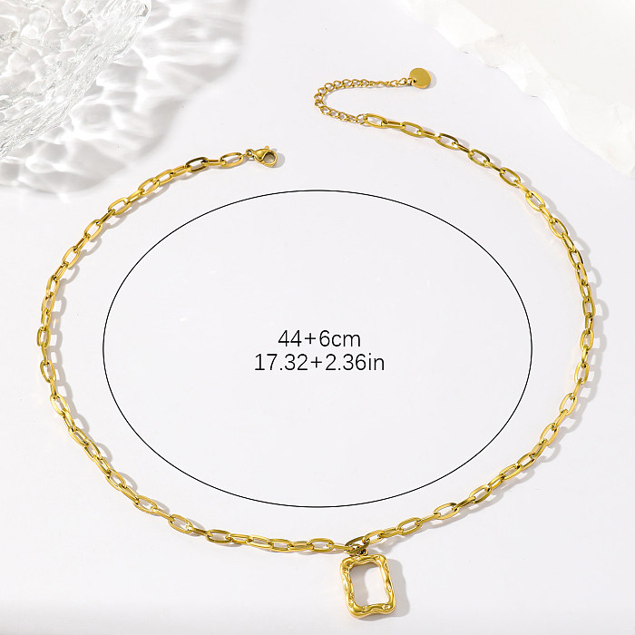 1 Cold Style Real Gold Plated Hollow Square Pendant Necklace Women's Party Gift