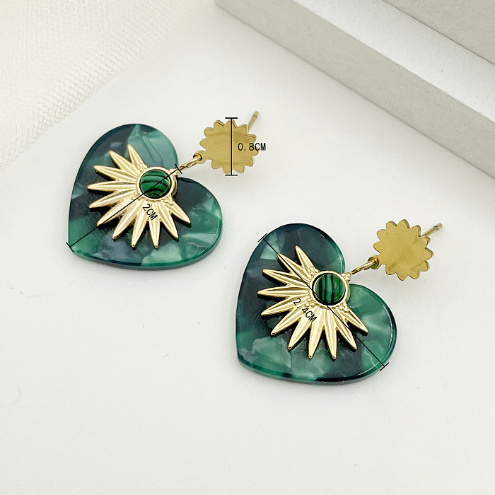 1 Paar elegante Retro-Herzform-Ohrringe aus Edelstahl mit 14-Karat-Vergoldung