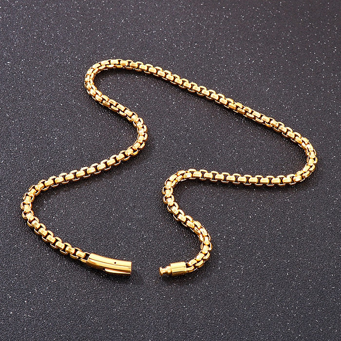 Collier à boucle de perles carrées en acier inoxydable, Simple et à la mode, vente en gros