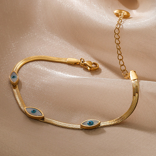 Bracelets plaqués or 18 carats en acier titanique d'oeil du diable de trajet de style simple