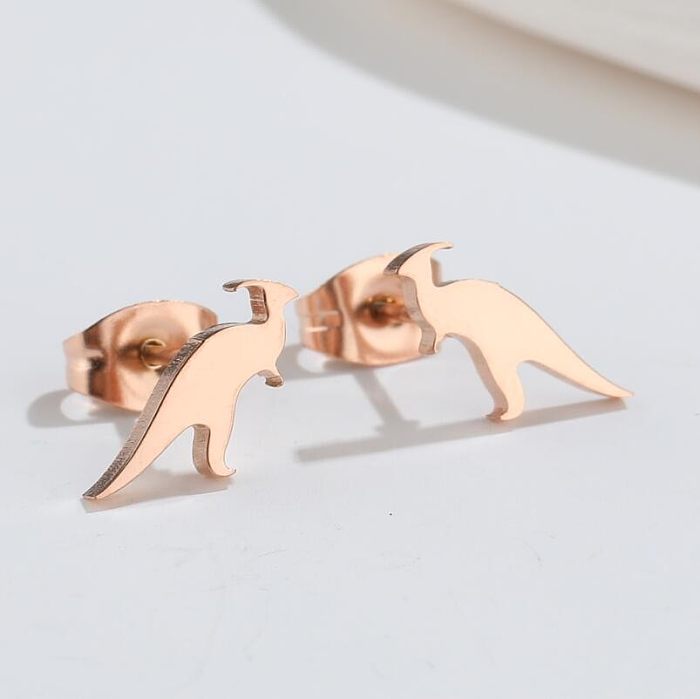 1 Pair Fashion Rabbit Turkey Cat Stainless Steel Plating Hollow Out Ear Studs