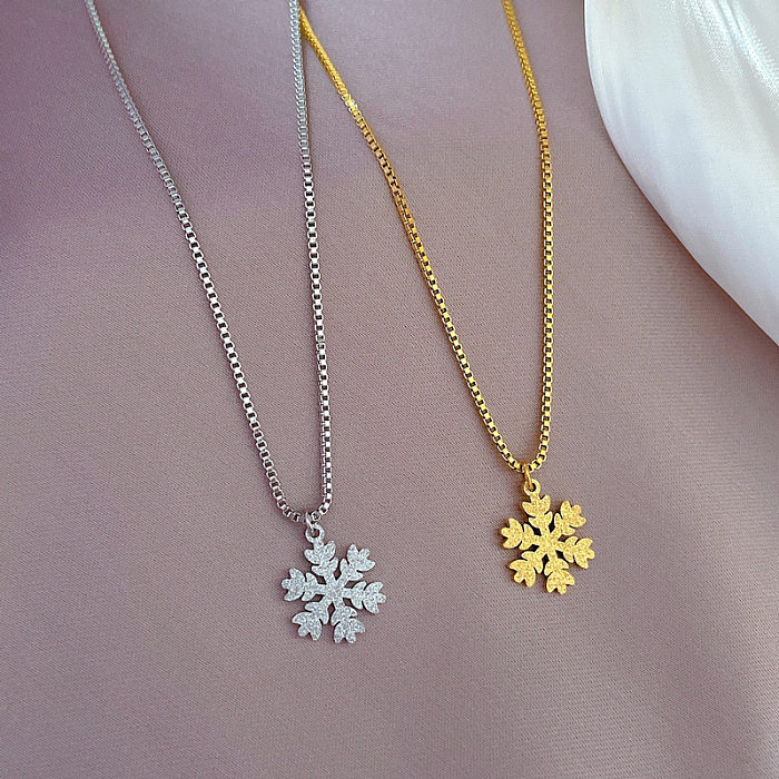 Fashion Snowflake Stainless Steel Plating Pendant Necklace 1 Piece