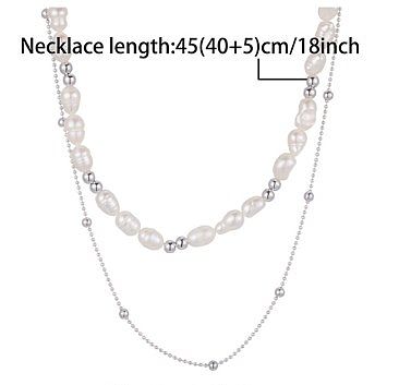 Fairy Style Sweet Solid Color Stainless Steel  Handmade Plating Pearl Double Layer Necklaces