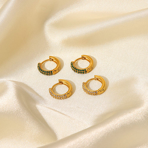 Neue Mode-Ohrringe aus 18-karätigem Gold mit weißem, grünem Zirkon und Edelstahl