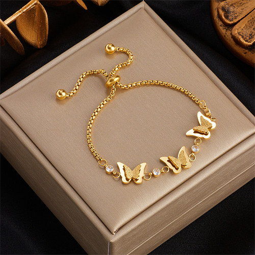 Wholesale Simple Style Butterfly Titanium Steel Plating 18K Gold Plated Bracelets