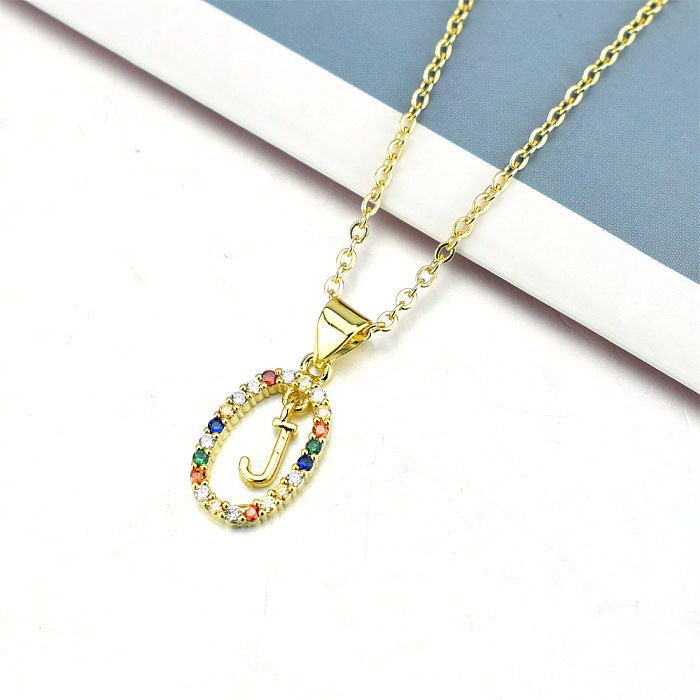 Simple Style Letter Stainless Steel  Plating Inlay Zircon Pendant Necklace