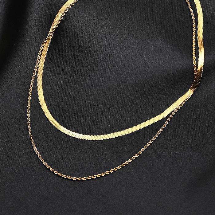 Colares em camadas banhados a ouro geométricos de aço inoxidável da moda
