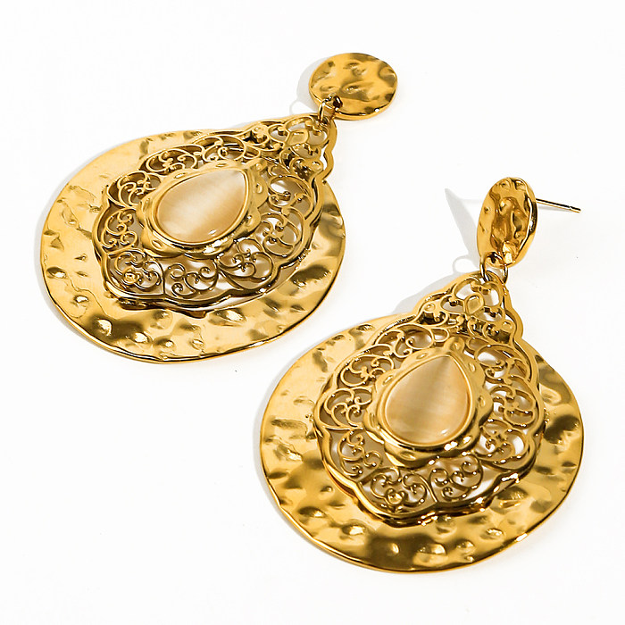 1 paire de boucles d'oreilles pendantes en acier inoxydable plaqué or 18 carats, style baroque, gouttelettes d'eau, style IG