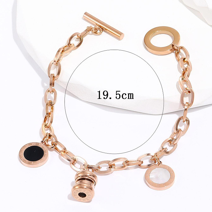 Bracelets ronds en acier inoxydable de style simple Placage Shell Bracelets en acier inoxydable 1 pièce