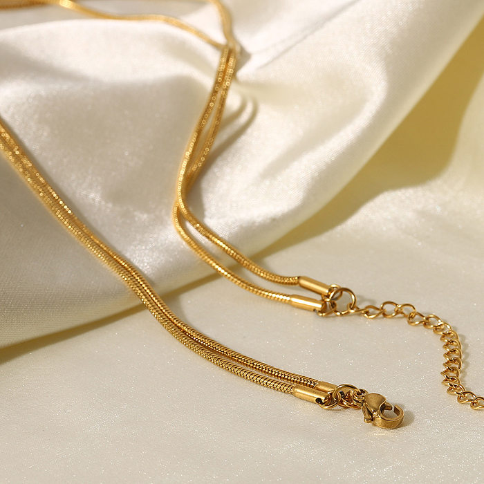 Gargantilha geométrica de aço inoxidável da moda, colares de aço inoxidável banhados a ouro