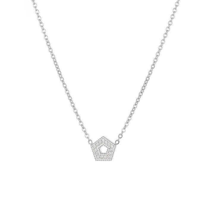 Simple Style Solid Color Stainless Steel  Plating Inlay Zircon White Gold Plated Gold Plated Pendant Necklace