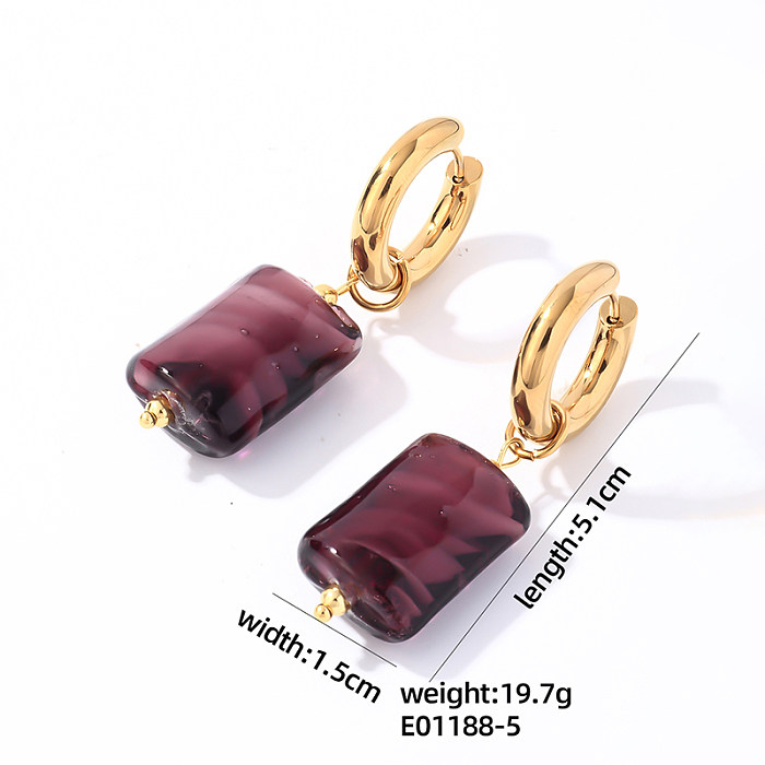 1 Pair Simple Style Round Oval Plating Stainless Steel  Gold Plated Drop Earrings