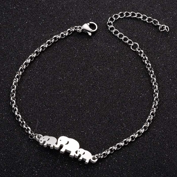 Women'S Fashion Elephant Stainless Steel No Inlaid Bracelets Stainless Steel Bracelets