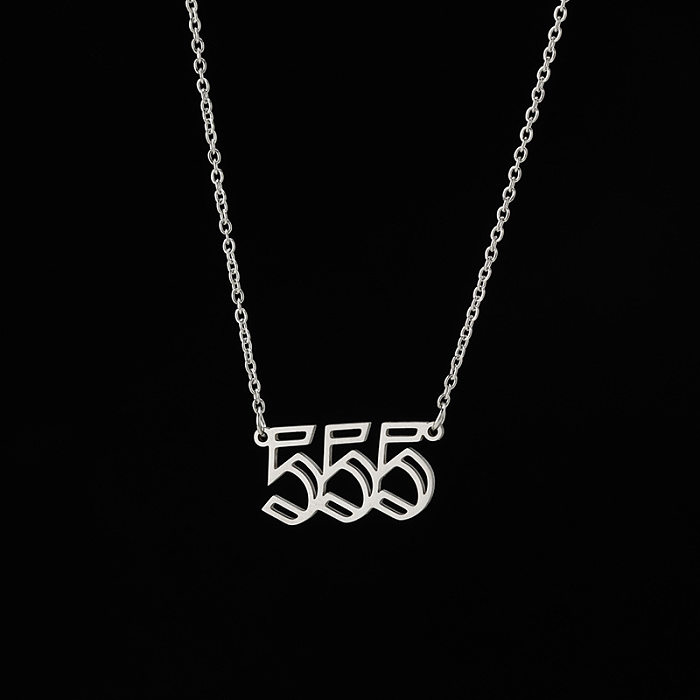 Women'S Fashion Number Stainless Steel  Pendant Necklace Plating Stainless Steel  Necklaces