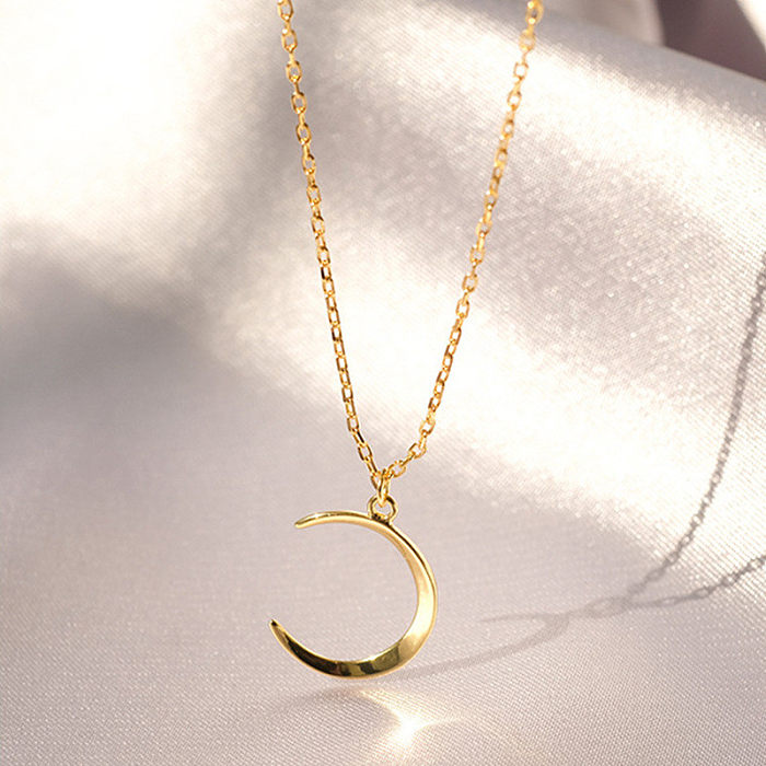 Romantic Simple Style Letter Moon Butterfly Stainless Steel  Alloy Plating Inlay Acrylic Artificial Pearls Artificial Diamond Gold Plated Silver Plated Necklace