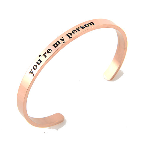 Wholesale Simple Style Classic Style Letter Stainless Steel Plating Rose Gold Plated Bangle