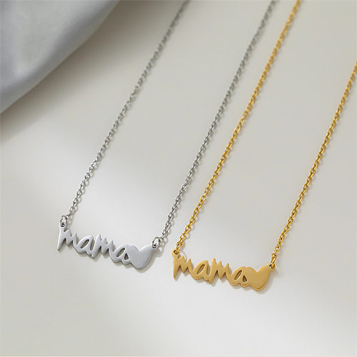 Lady MAMA Letter Heart Shape Stainless Steel Plating Necklace